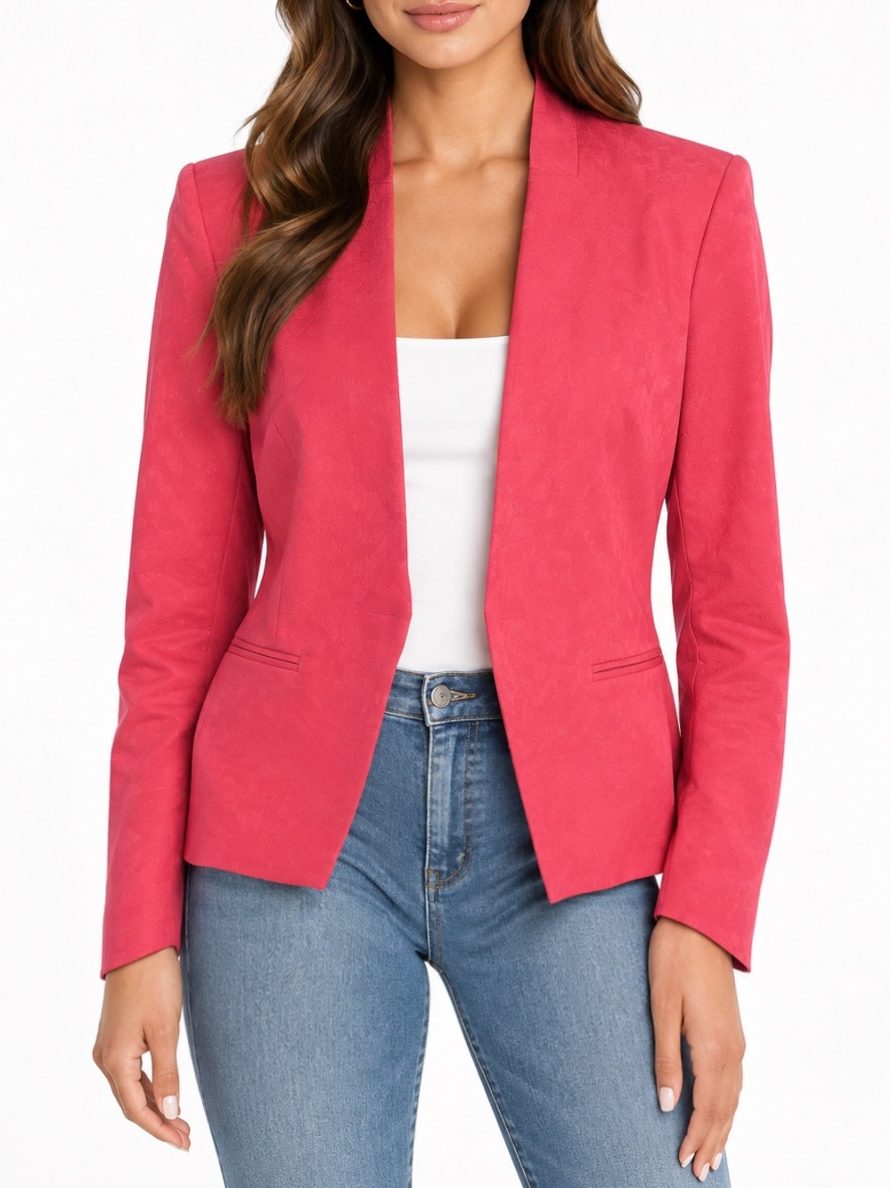 VINTAGE THEORY COTTON BLAZER PASTEL CORAL SALMON Pink envelope Open-Front coat